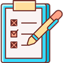 Icone de uma prancheta com checklist marcado