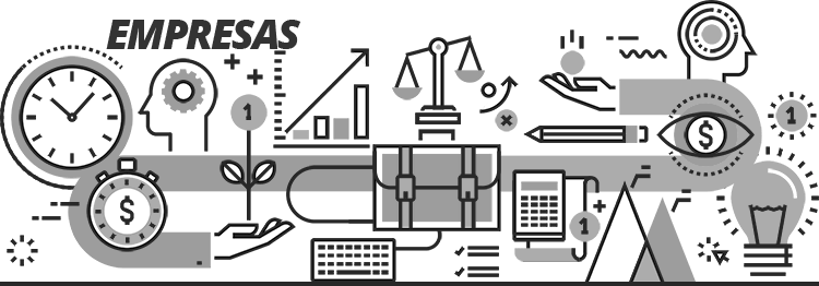 Portal do Servidor - Ilustração com vários elementos do mundo empresarial