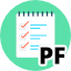 Pedido de Informação (Pessoa Física): O Ícone ilustra um bloco de notas com um checklist e ao lado as letras PF