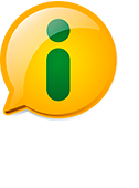 Logo da Lei de Acesso a informação - Descrição: Balão de fala amarelo com a letra i verde no meio, abaixo o seguinte texto (Acesso à Informação)