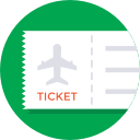 Diárias e Passagens: Ícone ilustrando um ticket com um avião
