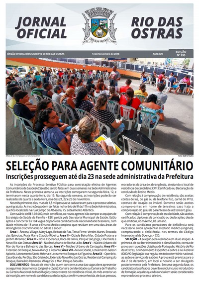 Capa da última edição do Jornal Oficial