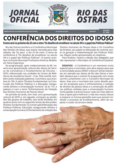 Capa da última edição do Jornal Oficial