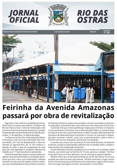 Capa da última edição do Jornal Oficial