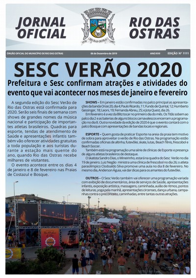 Capa da última edição do Jornal Oficial