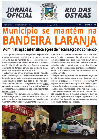 Capa da última edição do Jornal Oficial
