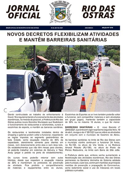 Capa da última edição do Jornal Oficial