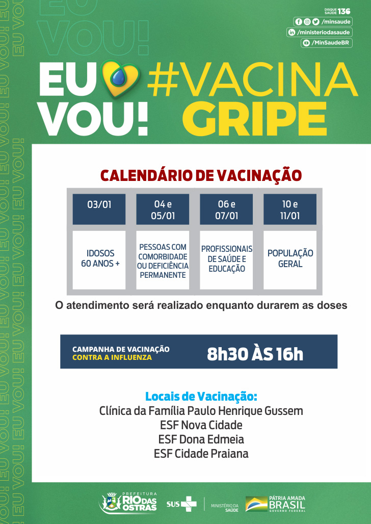 VACINAÇÃO CONTRA A GRIPE: VOCÊ NÃO PODE FALTAR!