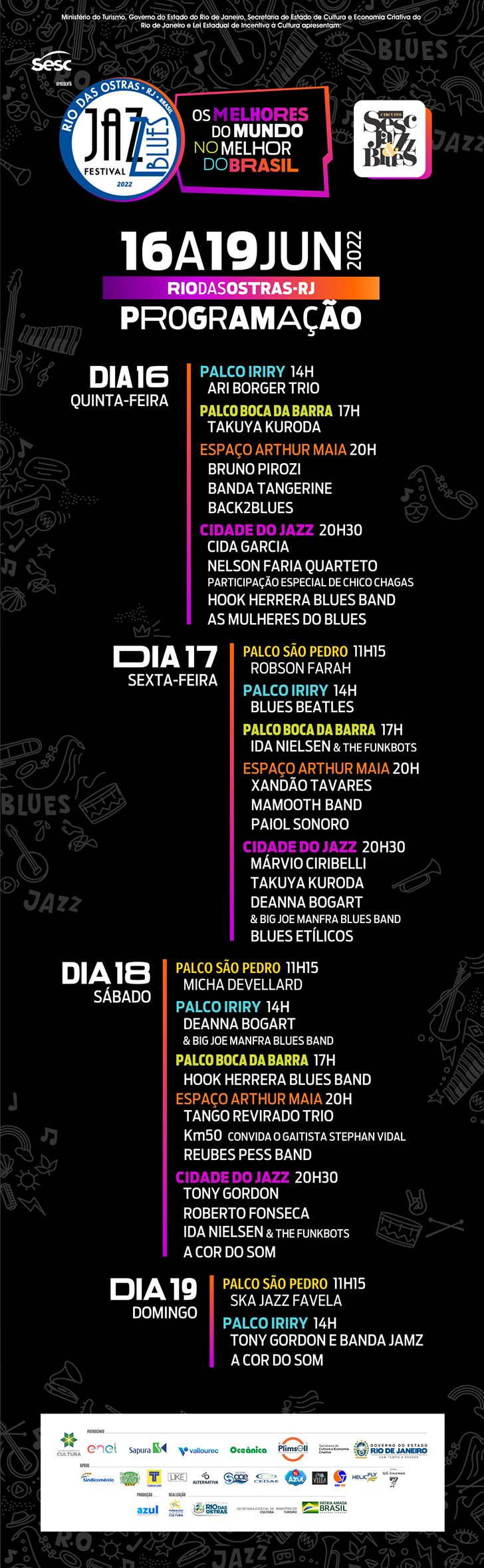 Programação Rio das Ostras Jazz & Blues Festival 2022