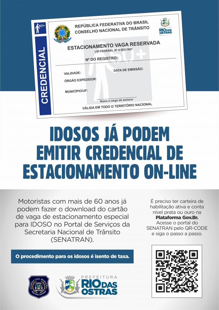 Idosos já podem emitir credencial de estacionamento on-line