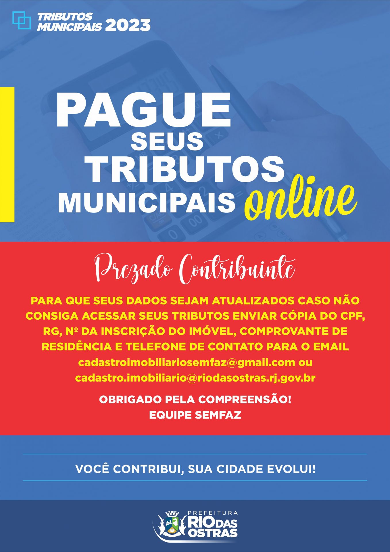 Pague seus tributos municipais 2023 online