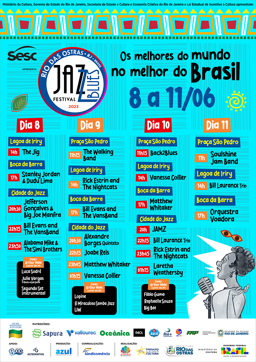 Cartaz Jazz e Blues 2023 com as atrações