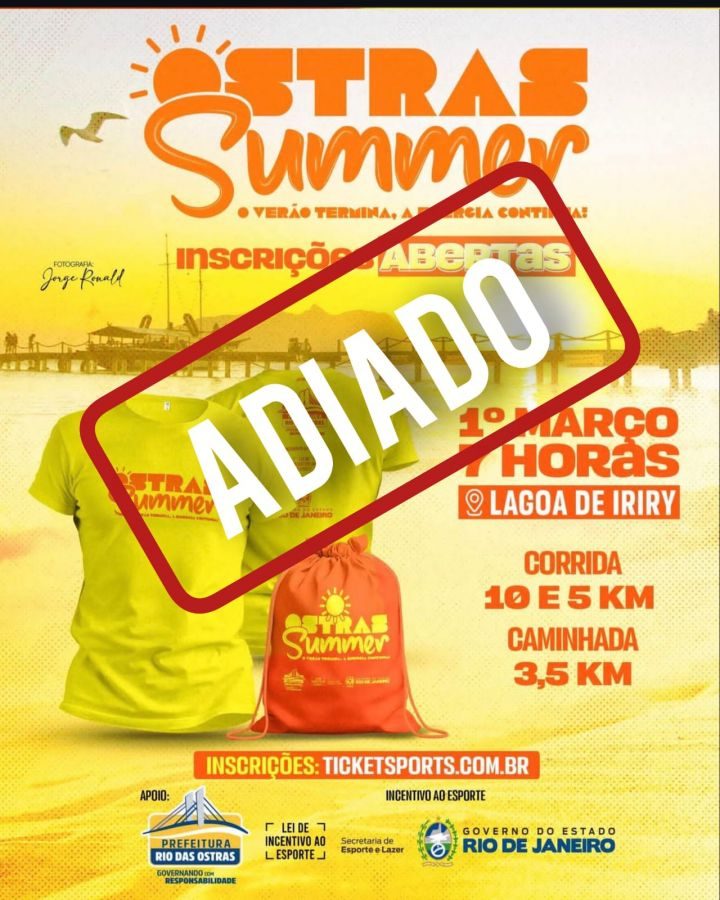 Rio das Ostras adia Corrida Ostras Summer por causa das chuvas Rio das Ostras adia Corrida Ostras Summer por causa das chuvas