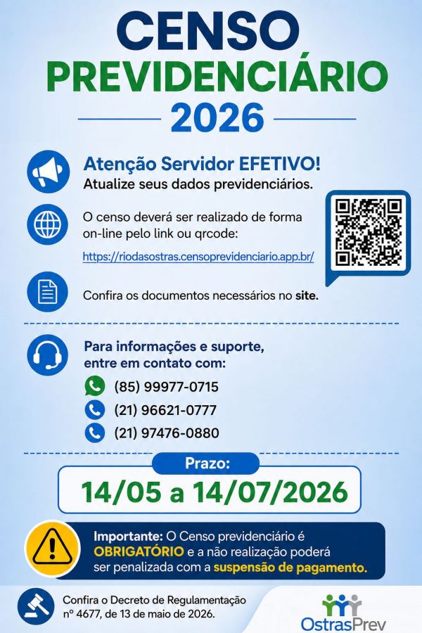 CENSO PREVIDENCIÁRIO 2026