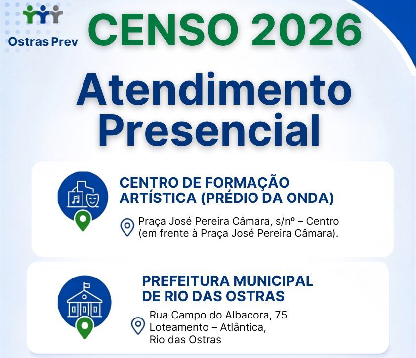 OstrasPrev disponibiliza atendimento presencial para Censo Previdenciário