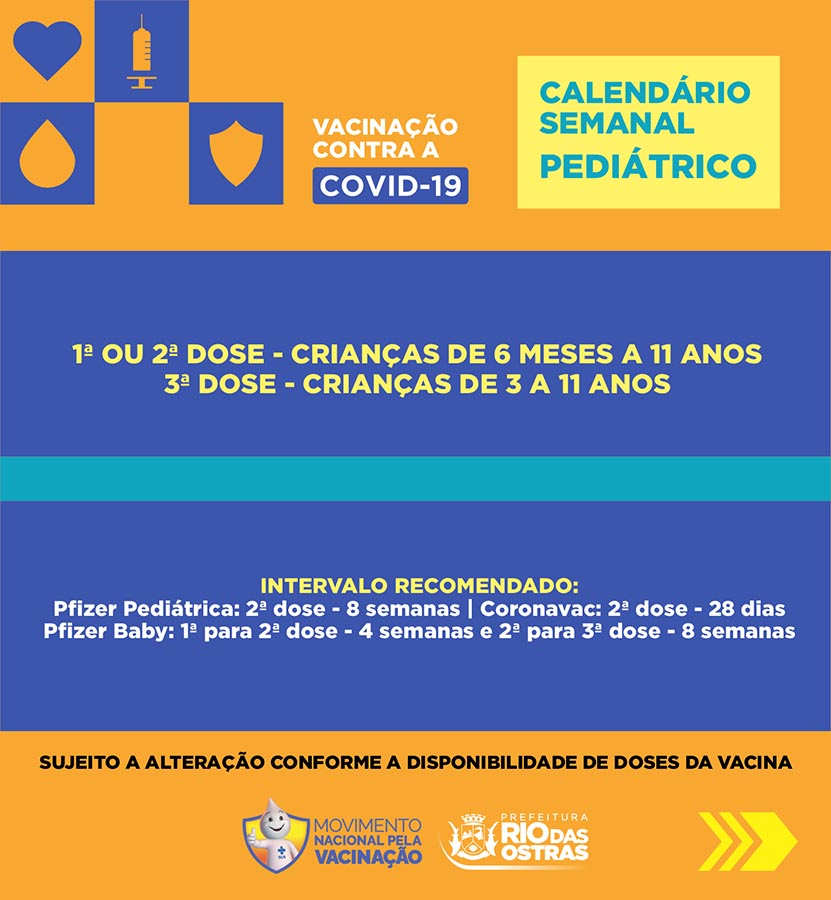 Vacinação contra Covid19 - Calendário Semanal - Repescagem Pediátrico